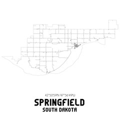 Springfield South Dakota. US street map with black and white lines.