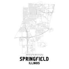 Springfield Illinois. US street map with black and white lines. - obrazy, fototapety, plakaty