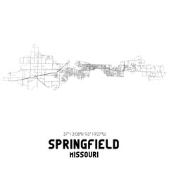 Springfield Missouri. US street map with black and white lines.