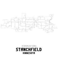 Stanchfield Minnesota. US street map with black and white lines.