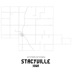 Stacyville Iowa. US street map with black and white lines.