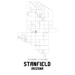 Stanfield Arizona. US street map with black and white lines.