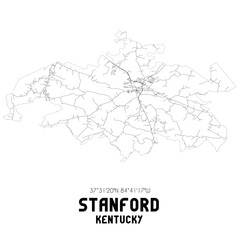 Stanford Kentucky. US street map with black and white lines.
