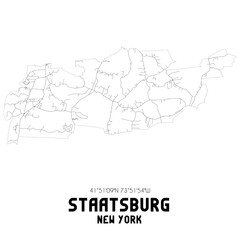 Staatsburg New York. US street map with black and white lines.