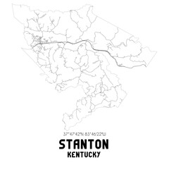Stanton Kentucky. US street map with black and white lines.