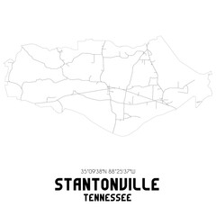 Stantonville Tennessee. US street map with black and white lines.