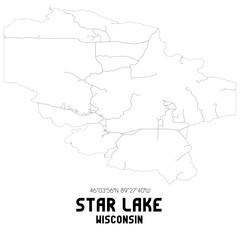 Star Lake Wisconsin. US street map with black and white lines.
