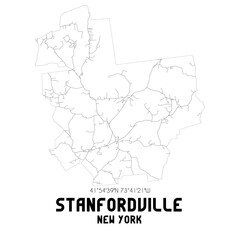 Stanfordville New York. US street map with black and white lines.