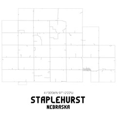 Staplehurst Nebraska. US street map with black and white lines.