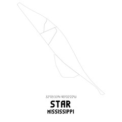 Star Mississippi. US street map with black and white lines.