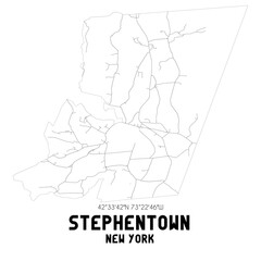 Stephentown New York. US street map with black and white lines.