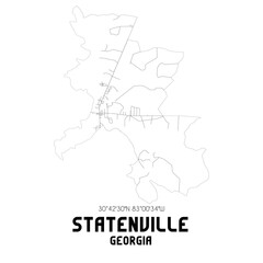 Statenville Georgia. US street map with black and white lines.