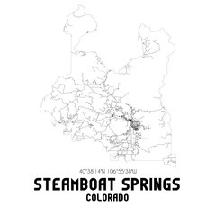 Steamboat Springs Colorado. US street map with black and white lines.