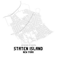 Fototapeta na wymiar Staten Island New York. US street map with black and white lines.