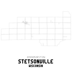 Stetsonville Wisconsin. US street map with black and white lines.
