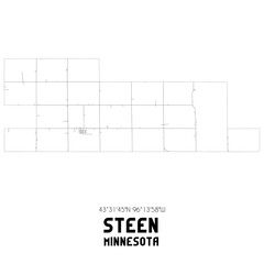 Steen Minnesota. US street map with black and white lines.