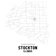 Stockton Illinois. US street map with black and white lines.