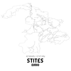 Stites Idaho. US street map with black and white lines.