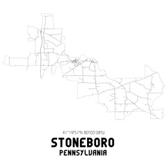 Stoneboro Pennsylvania. US street map with black and white lines.