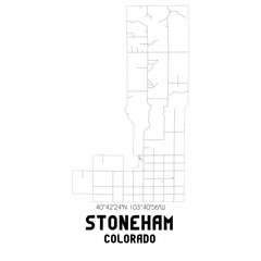 Stoneham Colorado. US street map with black and white lines.