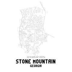 Stone Mountain Georgia. US street map with black and white lines.