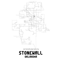 Stonewall Oklahoma. US street map with black and white lines.