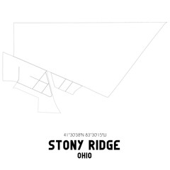 Stony Ridge Ohio. US street map with black and white lines.