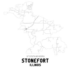 Stonefort Illinois. US street map with black and white lines.