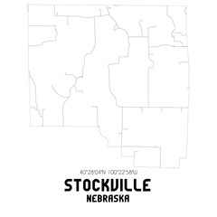 Stockville Nebraska. US street map with black and white lines.