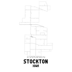 Stockton Iowa. US street map with black and white lines.