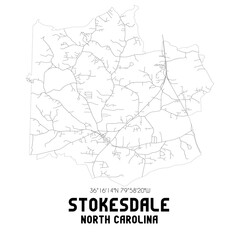 Stokesdale North Carolina. US street map with black and white lines.