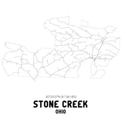 Stone Creek Ohio. US street map with black and white lines.