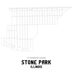 Stone Park Illinois. US street map with black and white lines.
