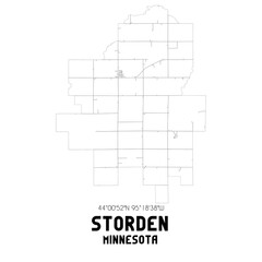 Storden Minnesota. US street map with black and white lines.