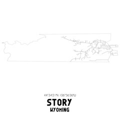 Story Wyoming. US street map with black and white lines.