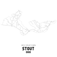 Stout Ohio. US street map with black and white lines.
