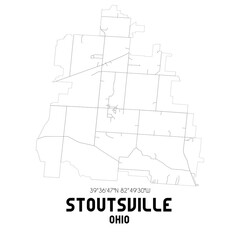 Stoutsville Ohio. US street map with black and white lines.