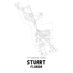 Stuart Florida. US street map with black and white lines.