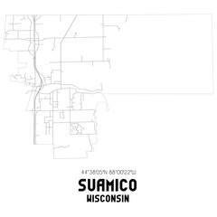 Suamico Wisconsin. US street map with black and white lines.