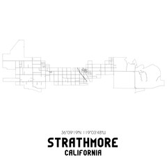 Strathmore California. US street map with black and white lines.
