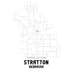 Stratton Nebraska. US street map with black and white lines.