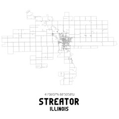 Streator Illinois. US street map with black and white lines.