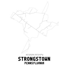 Strongstown Pennsylvania. US street map with black and white lines.