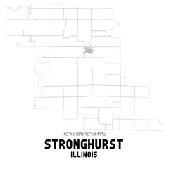 Stronghurst Illinois. US street map with black and white lines.