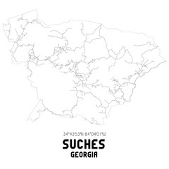 Suches Georgia. US street map with black and white lines.