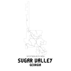 Sugar Valley Georgia. US street map with black and white lines.