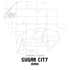 Sugar City Idaho. US street map with black and white lines.