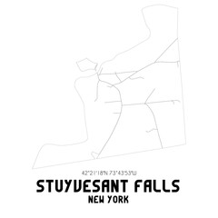 Stuyvesant Falls New York. US street map with black and white lines.