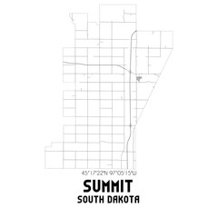 Summit South Dakota. US street map with black and white lines.