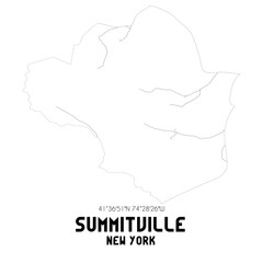 Summitville New York. US street map with black and white lines.